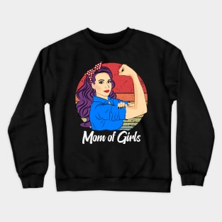 Mom of Girls Vintage Mother’s Day Sunset Retro Mom Crewneck Sweatshirt